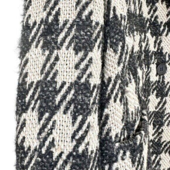 Anine Bing Diana Houndstooth Plaid Black Tan Double Breasted Blazer Size XL - Picture 7 of 14